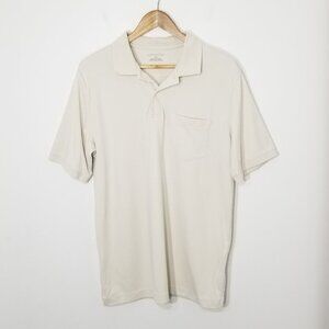 Covington 90s Mens Cream Polo Short Sleeve Two Button Cotton Blend Size Medium